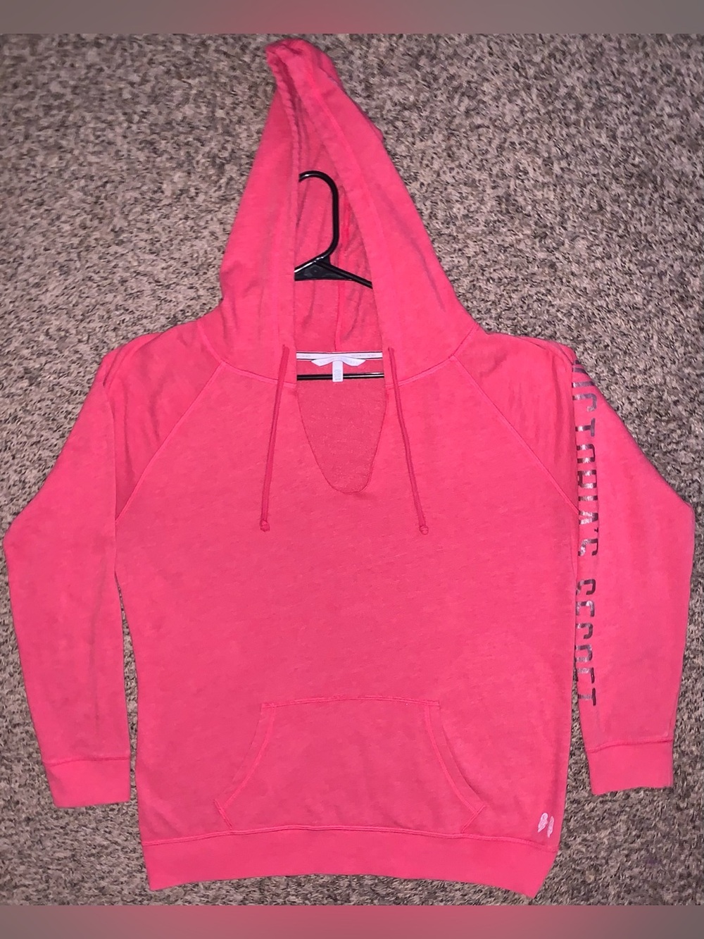 Victoria's Secret Hot Pink Lightweight Hooded Sweatshirt